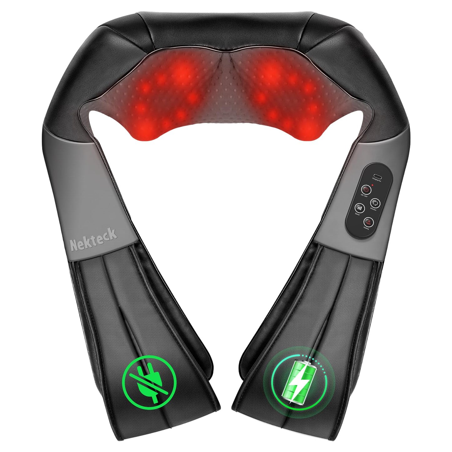 Nekteck Shiatsu Neck and Back Massager with Soothing Heat, Shoulder Massager for Pain Relief Deep Tissue, Electric 3D Kneading Massage Tools for Leg Body Muscle, Corded Power, Gifts for Him Her