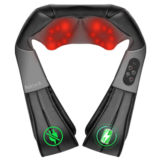 Nekteck Shiatsu Neck and Back Massager with Soothing Heat, Shoulder Massager for Pain Relief Deep Tissue, Electric 3D Kneading Massage Tools for Leg Body Muscle, Corded Power, Gifts for Him Her