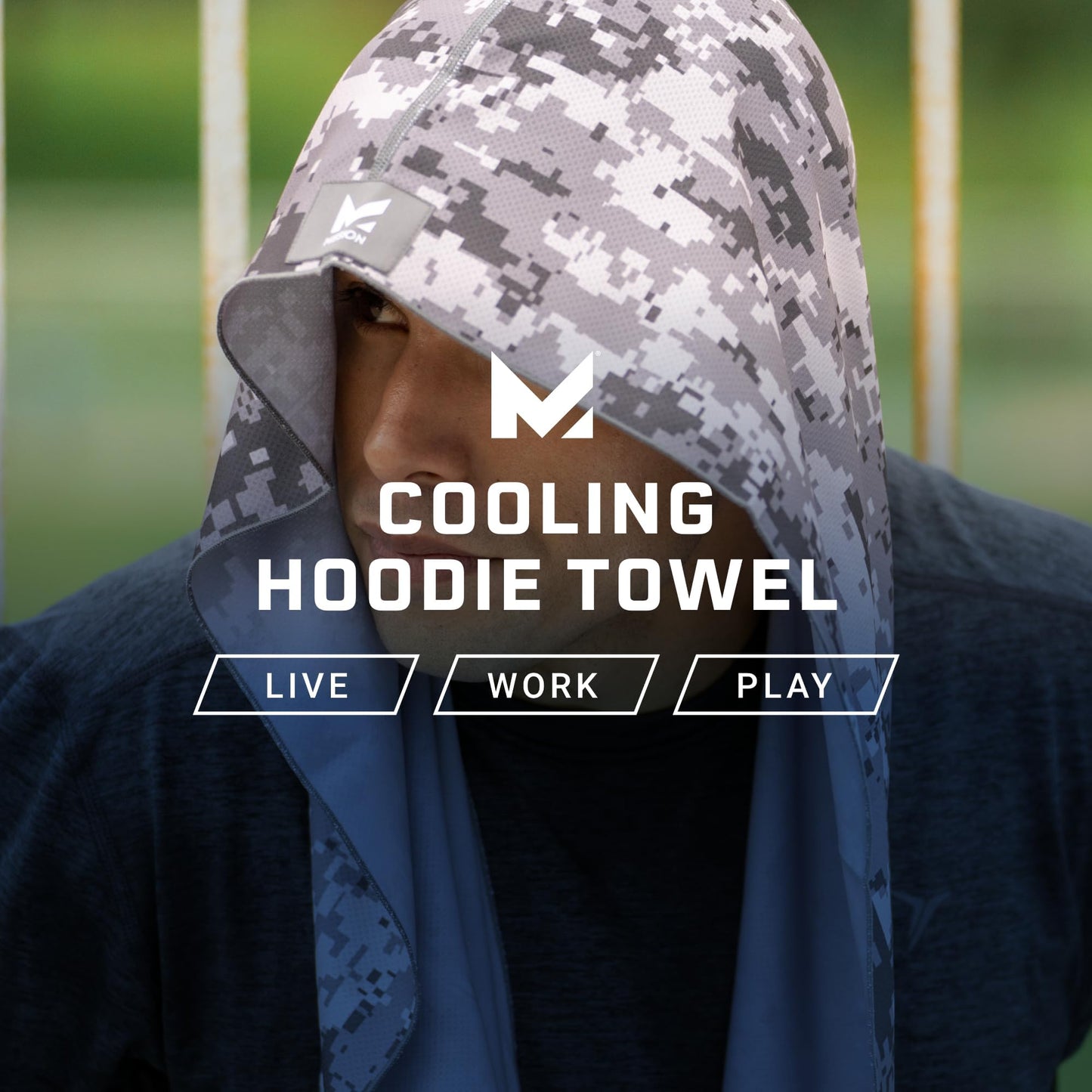 MISSION Cooling Hoodie Towel- Sport Hood Towel, Cools when Wet, UPF 50, Contours Your Head to Stay in Place- Blue