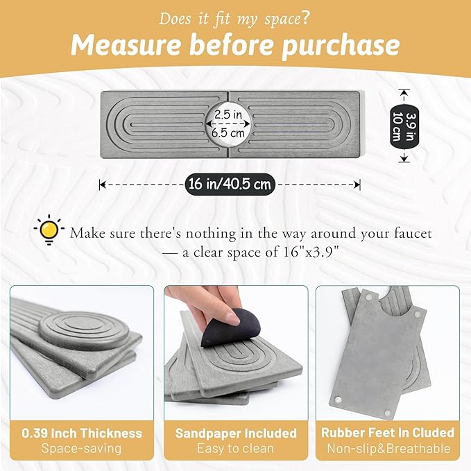 Diatomite Sink Protector for Kitchen, Super Absorbent Soap Drying Ttray Sponge