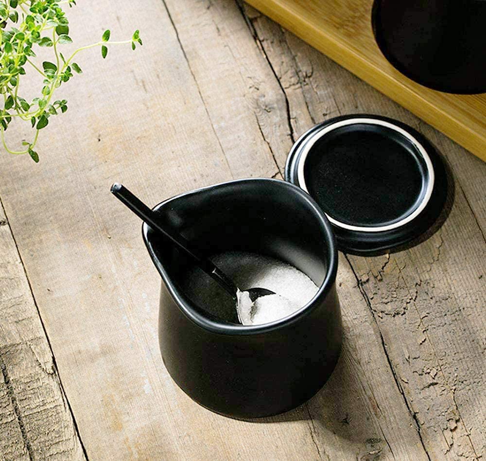 Multi Sugar Bowl Ceramic Creamer Pitcher,Sauce Pitcher with Spoon,9oz