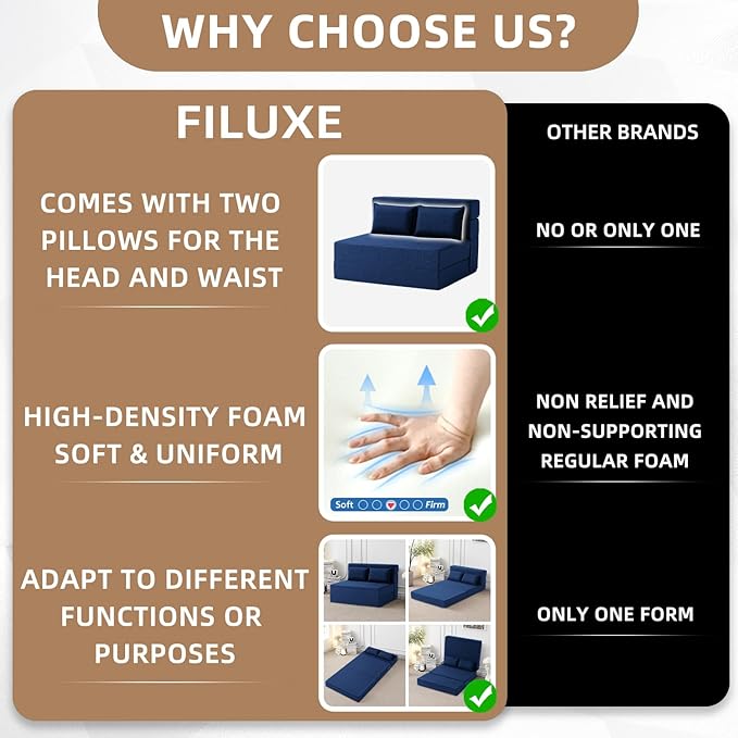 FILUXE Folding Sofa Bed | Convertible Sleeper Chair Bed