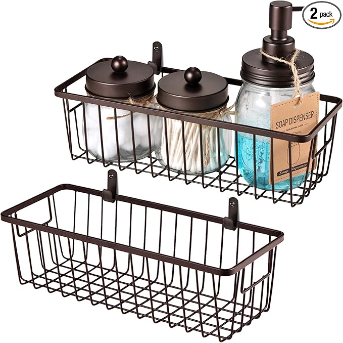 SheeChung Farmhouse Decor Metal Wire Bathroom Storage Organizer Basket Bins
