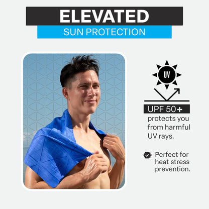 COLD FACTOR Cooling Towels for Sports, Cooling Neck Wraps – Cold Towel for Running, Workout & Outdoor Use, with UPF 50+-Soft, Chill Pad, Reusable Cooling Neck Towel, 13"x29.5" - 1 Pack (Blue)
