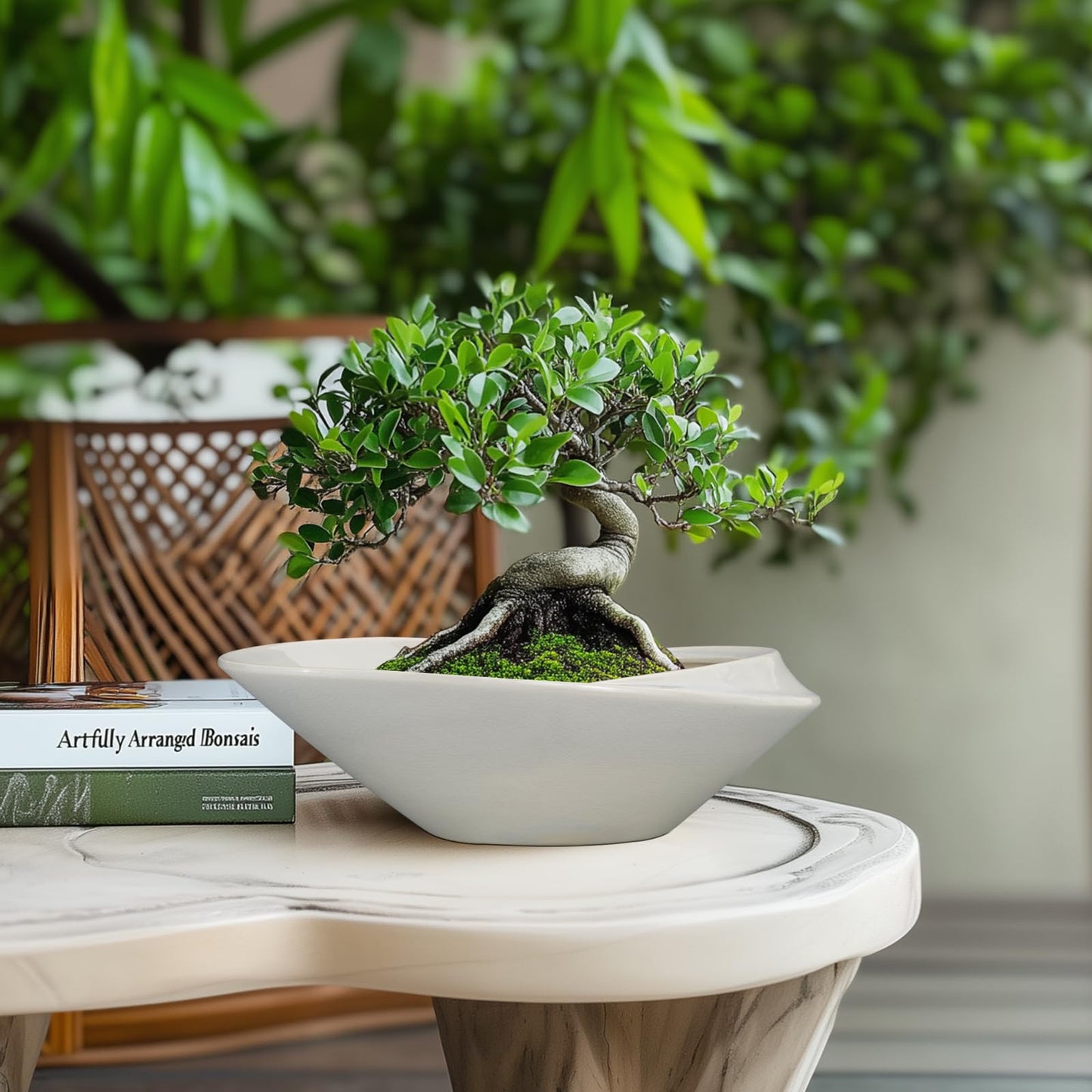 EPFamily Bonsai Planter Pot - 12 Inch Ceramic Plant Pot for Indoor Plants Outdoor Decorative Flower Pot Succulent Planter with Drainage Hole Gray