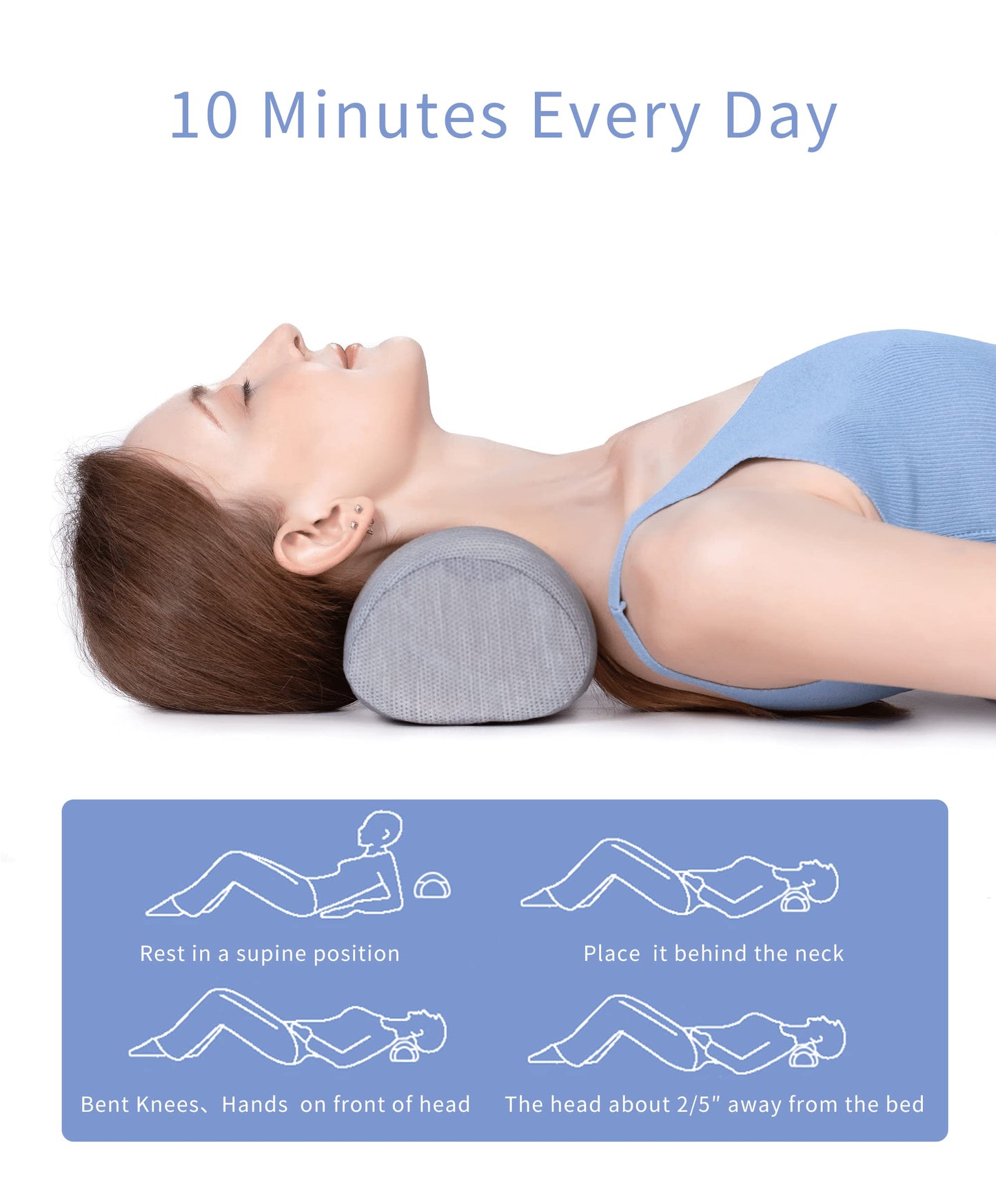 Bespilow Small Neck Roll Pillow,Say Goodbye to Neck Pain, Cervical Memory Foam Pillow for Tension Muscle Relief, Contour Support, Shoulder Pain Relaxer with Breathable Pillowcase, Odorless