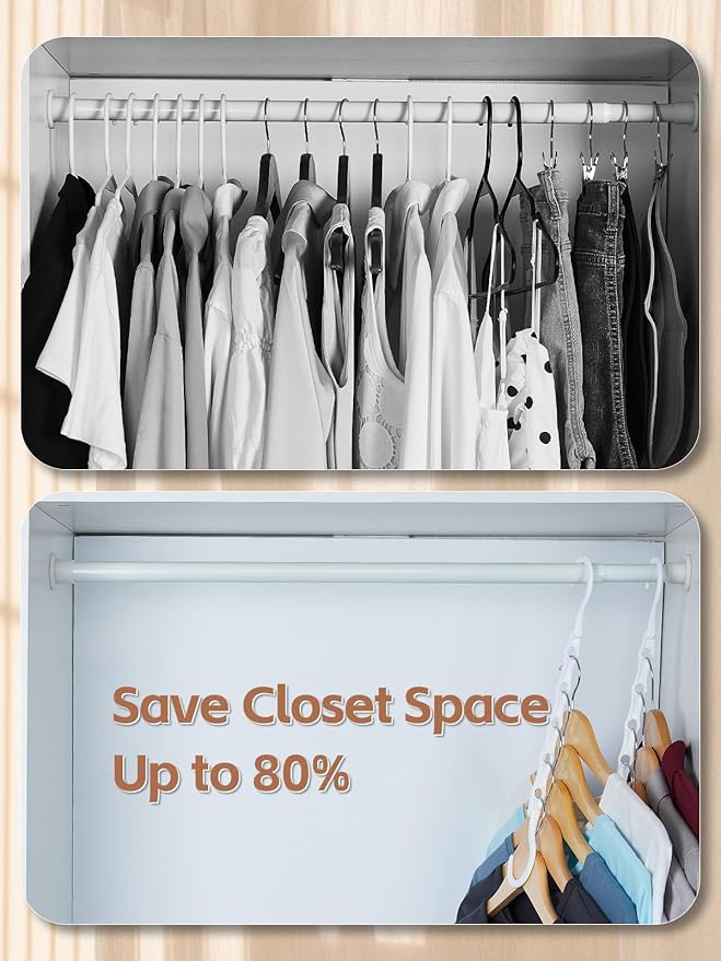 HOUSE DAY White Magic Space Saving Hangers, Premium Smart Hanger Hooks