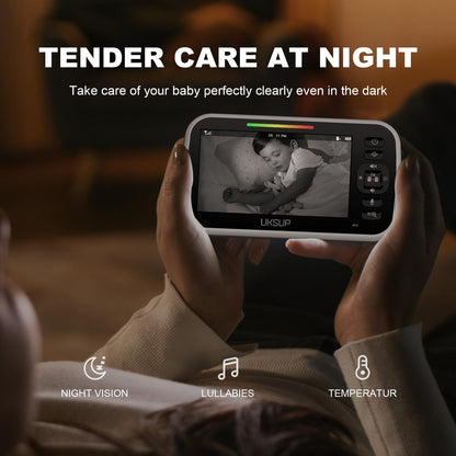 UKSUP Baby Monitor with Camera and Audio- Video Baby Monitor with 960ft Long Range, Remote Pan-Tilt-Zoom, Night Vision, Temperature Sensor, 2-Way Talk, 8 Lullabies, 30-Hour Battery & No WiFi