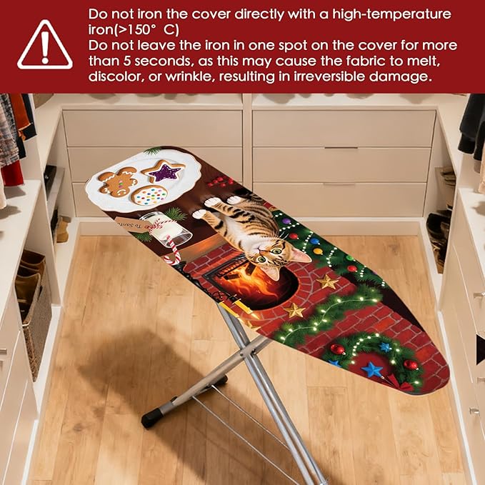 Nuxovilar Ironing Board Covers Winter Cat by Fireplace Pattern Polyester 15x54