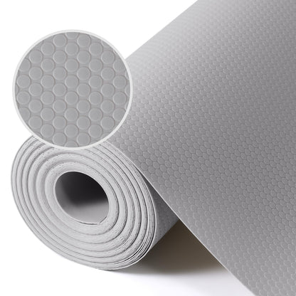 Shelf Liners for Kitchen Cabinets Non Adhesive Drawer Liner for Bathroom Waterproof Refrigerator Liners for Shelves Fridge Plastic Mats Cabinet Cupboard Liner Light Gray 11.8 x 59 Inches