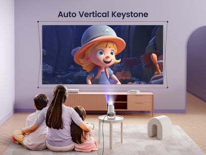 [Short Throw/Adjustable Stand]Mini projector with WiFi and Bluetooth, 2025 Upgrade Outdoor Portable Movie Projector 1080P, Auto Vertical Keystone, Home Projector for Phone/TV Stick, WiMiUS S27 (White)