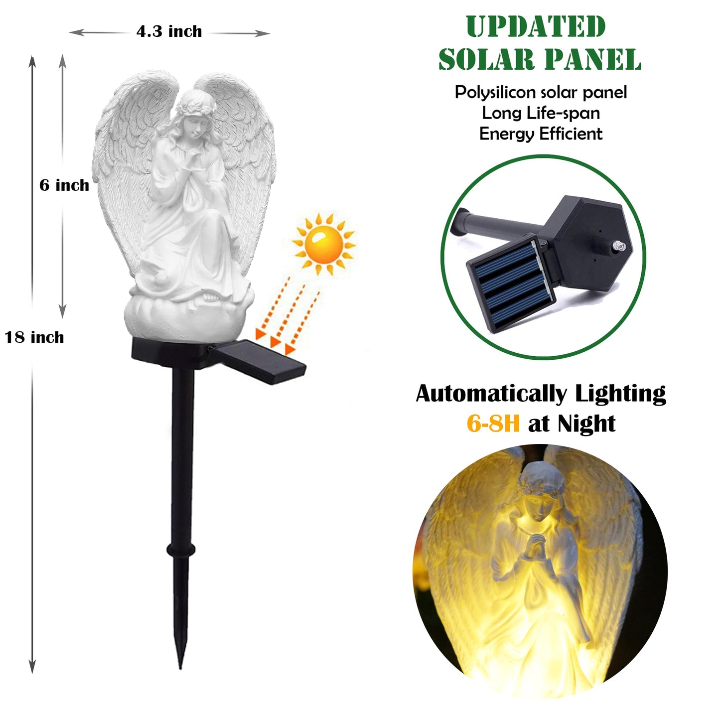 LEAHPENG Angel Solar Lights Outdoor Garden Waterproof Decorative Stake Light for Yard Patio Pathway Lawn Ornaments Garden Decor Christian Christmas Decorations Gifts