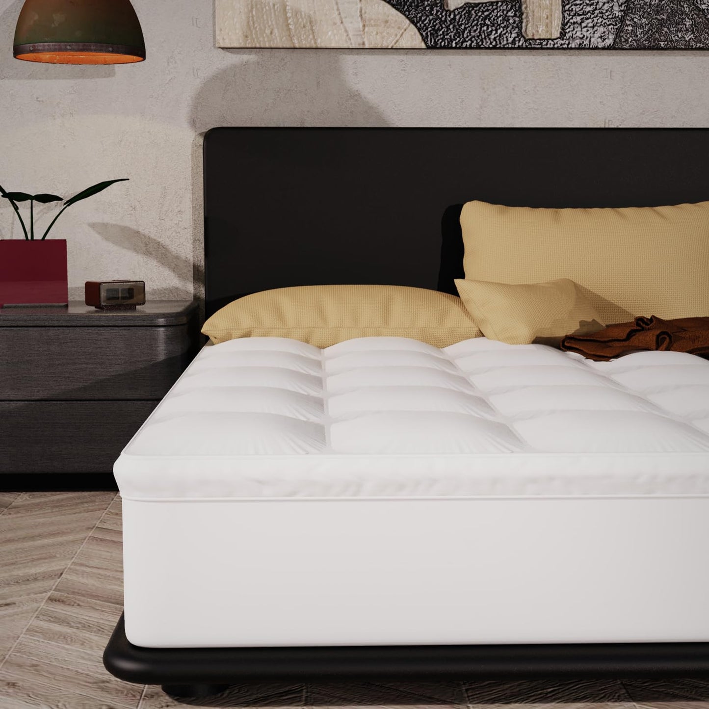 Epitex Mattress Topper Queen Size, Extra Thick and Plush Pillow Top Mattress Pad for Back Pain, Support and Breathable Cotton CoverMattress Pad with 16'' Deep Pocket Design, Skid-Proof Bottom, White