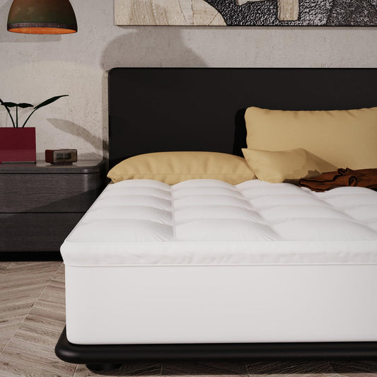 Epitex Mattress Topper King Size, Extra Thick and Soft Fluffy Pillow Top Mattress Pad for King Size Bed, Breathable and Supportive for Back Pain, 8-16'' Deep Elastic Pocket, Skid-Proof Bottom, White