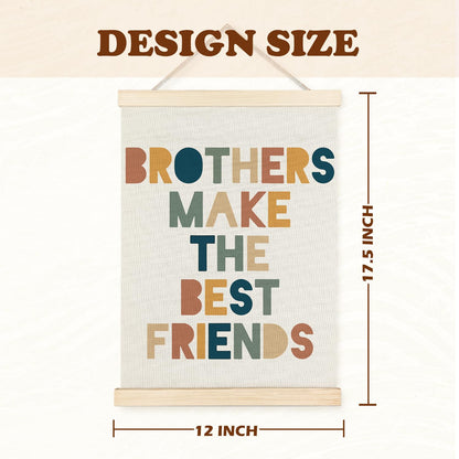Supwhd Boys Room Decor, Nursery Wall Decor, Brothers Make The Best Friends Wall Art Poster Hanger Frame for Nursery Toddler Baby Little Boys Bedroom Playroom Game Room, 12x16 Inches