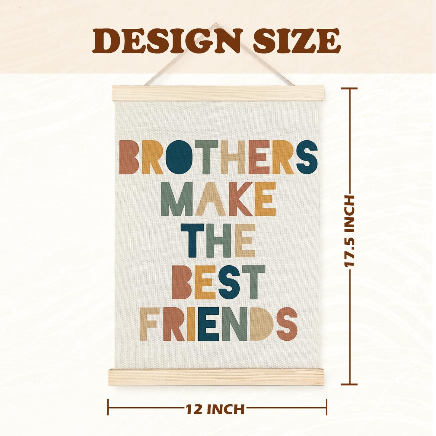 Supwhd Boys Room Decor, Nursery Wall Decor, Brothers Make The Best Friends Wall Art Poster Hanger Frame for Nursery Toddler Baby Little Boys Bedroom Playroom Game Room, 12x16 Inches