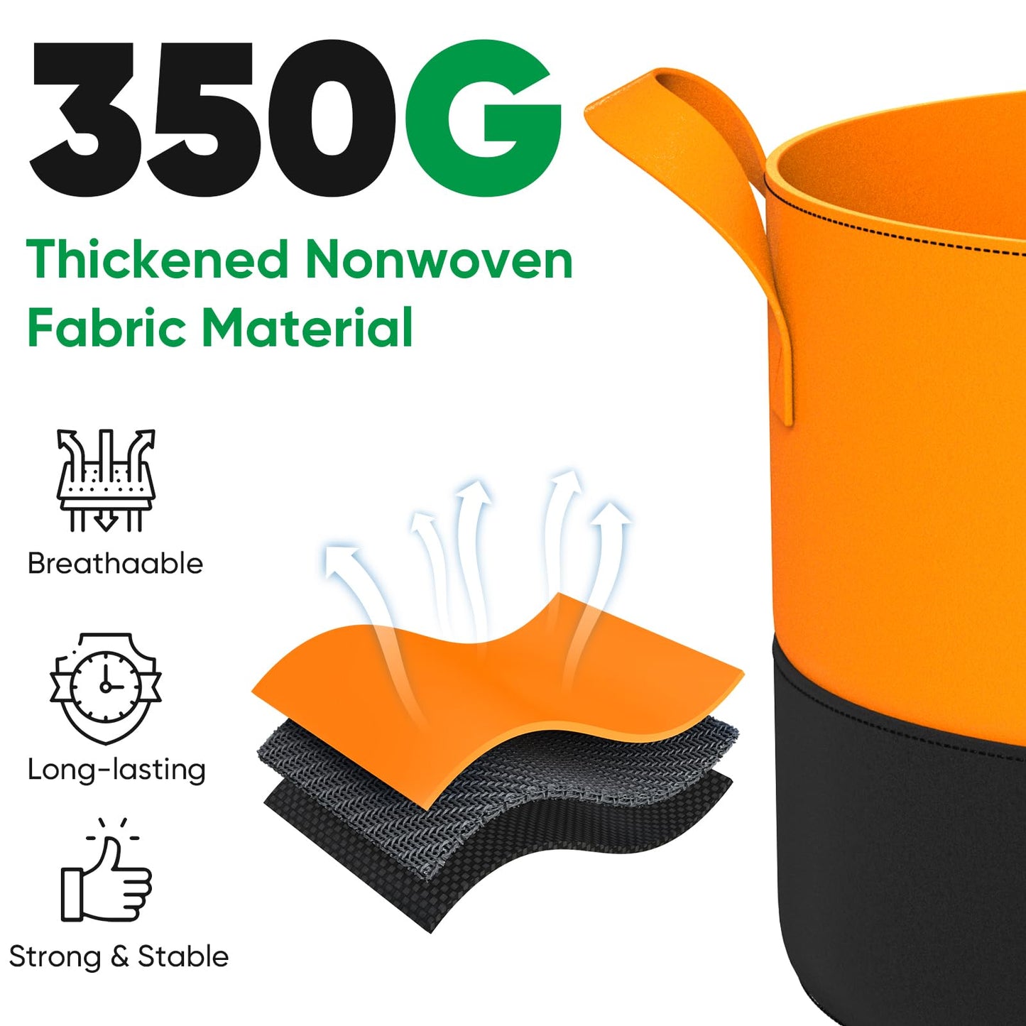15-Gallon Grow Bags for Potato Planting: 6 Pack Heavy Duty 350G Thickened Potatoes Planter Bags with Handles - Fabric Pots Felt Garden Bags for Growing Vegetable Fruit Flower Herb with Plant Labels