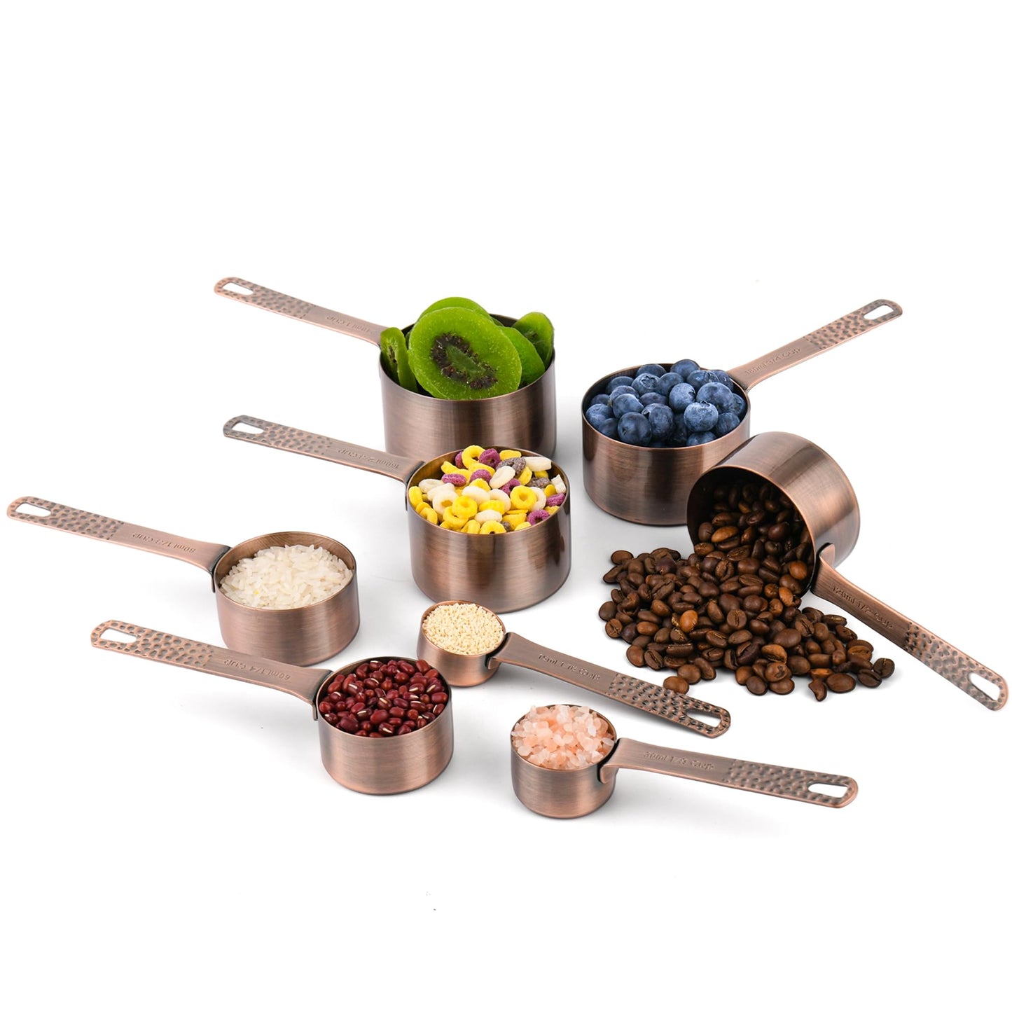 Nstezrne Copper Plated Measuring Cups and Spoons set 18 for Dry & Liquid, Metric & US Stainless Steel Measuring Cup and Spoon Set with Leveler for Baking & Kitchen