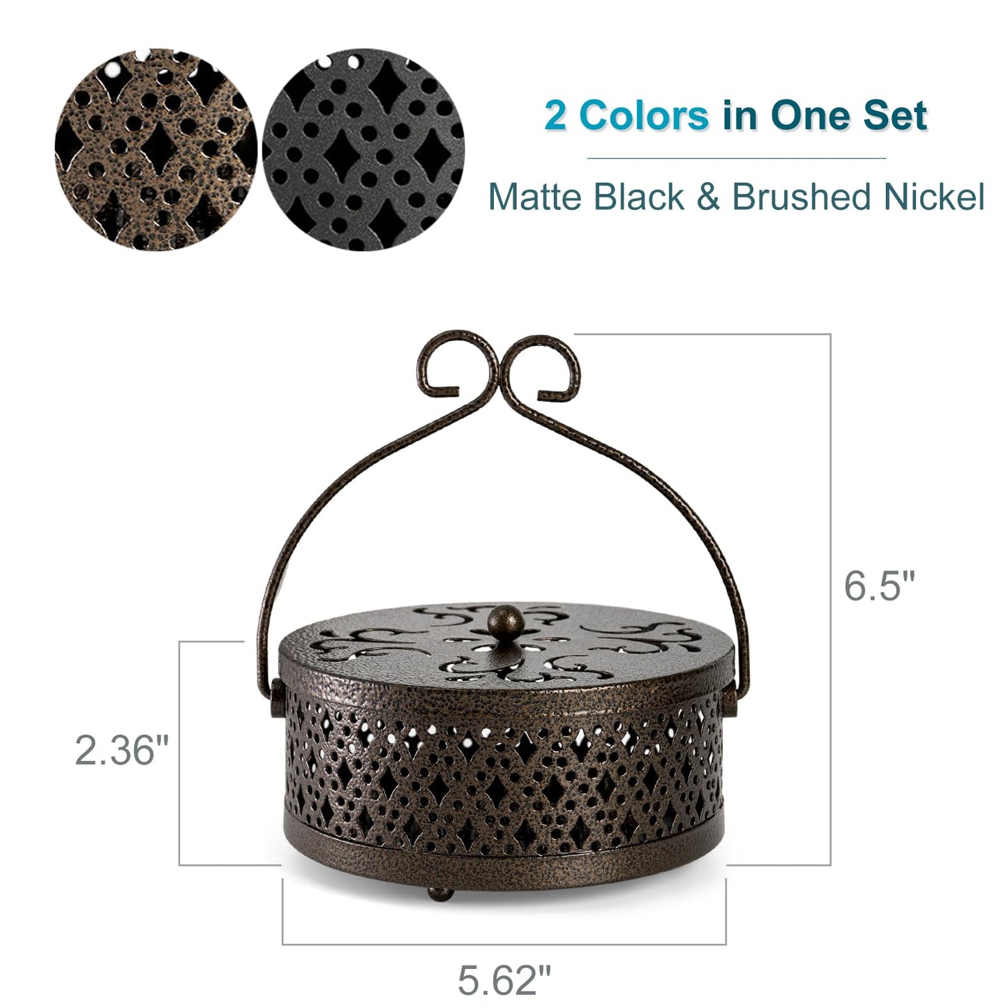 Kingrol 2 Pack Mosquito Coil Holders with Handles, Retro Portable Mosquito Incense Burners for Indoor Outdoor
