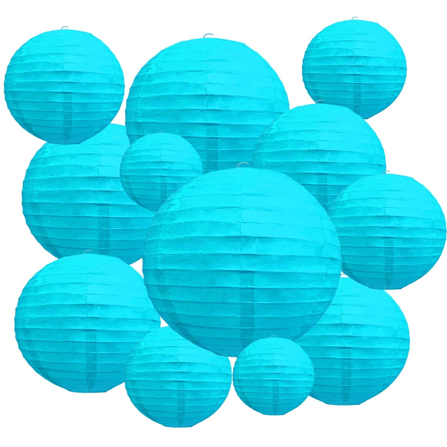 20Pcs Blue Paper Lanterns for Parties, 6” 8” 10” 12” Chinese Asian Hanging Round Paper Lanterns for Birthday Wedding Halloween Christmas Home Decor Party Decor