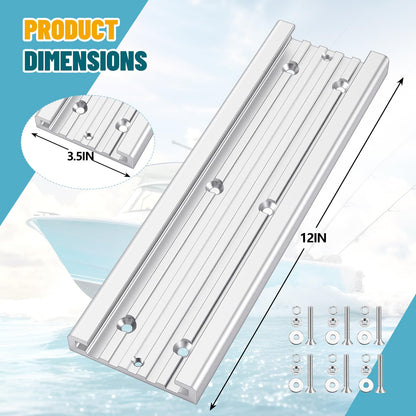 Frienda 12 x 3.5 in Aluminum Mounting Track System for Boat Accessories, Fishing Systems Tracks for Rod Holders Downriggers Other Components for Trolling Fishing, Aluanodized Aircraft Grademinum