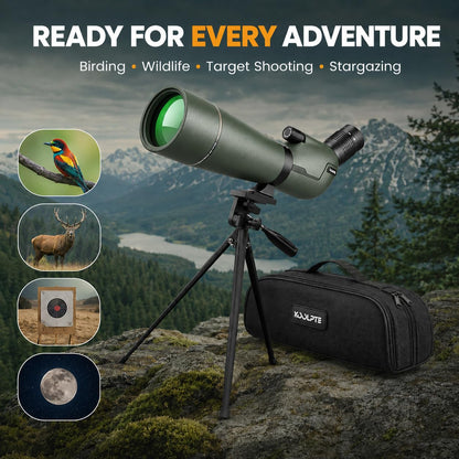 25-75x85 Spotting Scope with ED Glass, Phone Adapter, Tripod & Carrying Bag - Fully Multi-Coated BAK4 Waterproof Zoom Spotter Scope for Bird Watching, Wildlife Viewing, Hunting (Green)