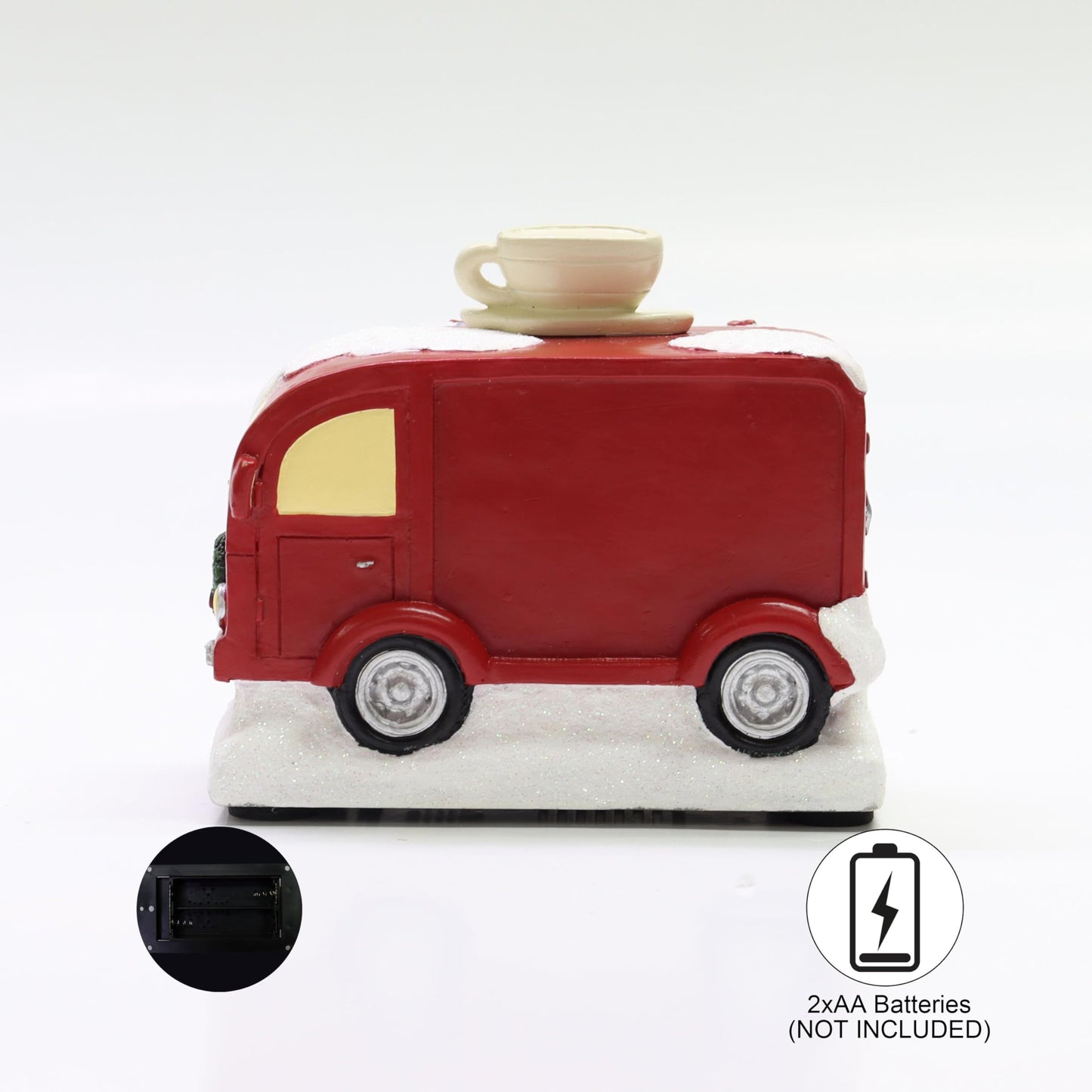 MOMENTS IN TIME Christmas Coffee Truck Village Scene Lighted LED Holiday Decor Battery Operated Hand-Painted Polyresin Coffee Stand