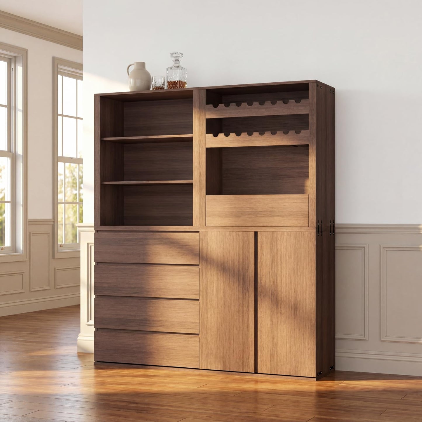 Trygoal 3-Shelf Open Bookcase, Stackable Wood Bookshelf, Mid Century Modern Freestanding Storage Cabinet, Multi-Purpose Organizer for Bedroom, Living Room, Kitchen, Bathroom, Dining Room, Walnut