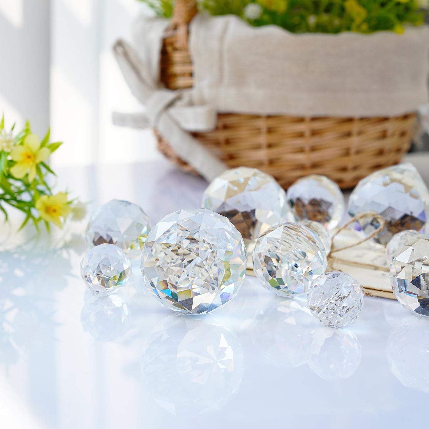 LOULIQIGIFT 13pcs 2026 Crystal Ball Hanging Ornaments Chandelier Crystals