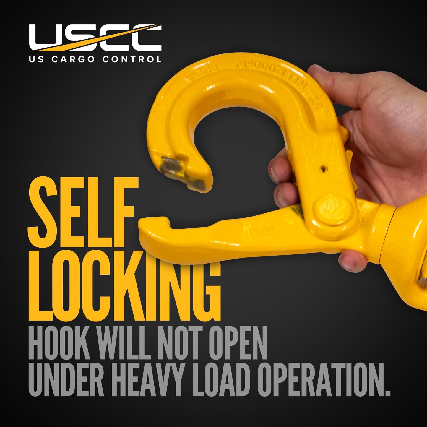 US Cargo Control 1/2 Inch Swivel Self-Locking Hooks (2-Pack), G80 Chain Hooks, 12,000 LBS Working Load Limit, Heavy Duty Swivel Hooks for Lifting Jobs, Load Binding Applications, & Trailers