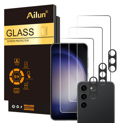 Ailun Screen Protector for Galaxy S22+/S22 Plus 5G 6.6 Inch Display 3Pack + 3Pack Camera Lens Tempered Glass Fingerprint Unlock 0.25mm Clear Anti-Scratch Case Friendly [Not For S22 Ultra]