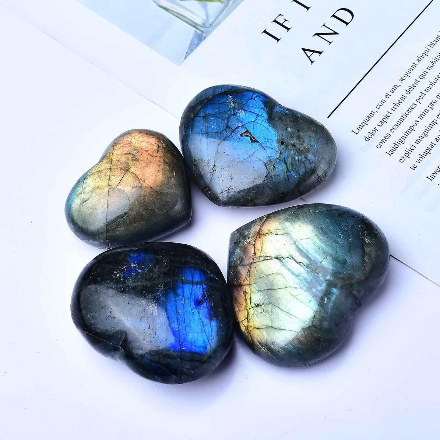 Large Heart Crystal Stones Healing Crystal Palm Polished Love Shaped Gemstones Blue Labradorite Heart Rock Meditation Gift 1.7-2.2Pounds