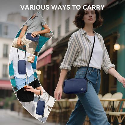 Looxmeer Family Passport Holder, RFID Travel Wallet for Women & Men, Waterproof Document Organiser, Travel Essentials for Credit Cards, Tickets, Cash, Coin, Phone, Pen with Crossbody & Wrist Strap