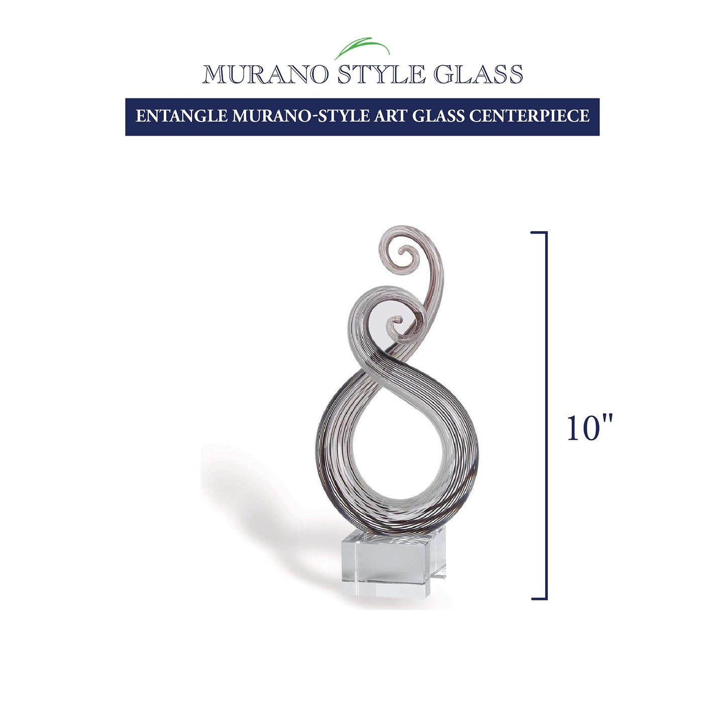 Badash Entangle Murano-Style Art Glass Sculpture Centerpiece, 10 Inch