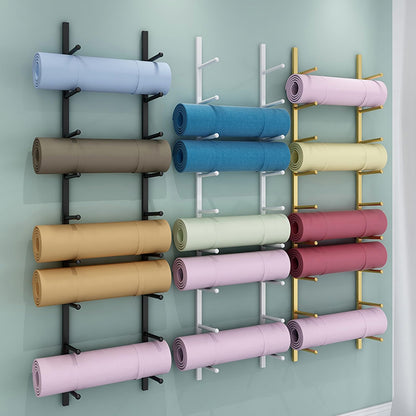 amhricho Yoga Mat Storage Rack, Wall Mounted Yoga Mat Holder, Large Capacity Storage Shelf, Multi-layer Storage, Home Hanging Storage Racks, Suitable for Home, Yoga Studio, Gym, School(Black,3-Tier)