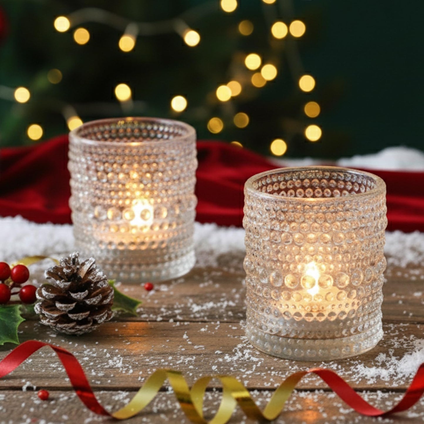 12 Pcs Clear Glass Tea Light Candle Holder, Votive Candle Holders Bulk for Wedding Table Decor & Christmas Thanksgiving（Clear,12）