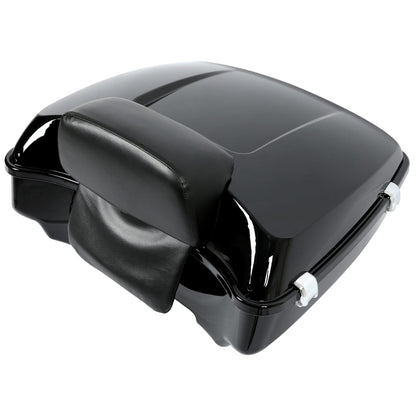 ECOTRIC Chopped Luggage Trunk W/Pad Compatible with 2014-2024 Harley Touring Road King Road Glide Street Glide Electra Glide Tail Box Trunk with Backrest