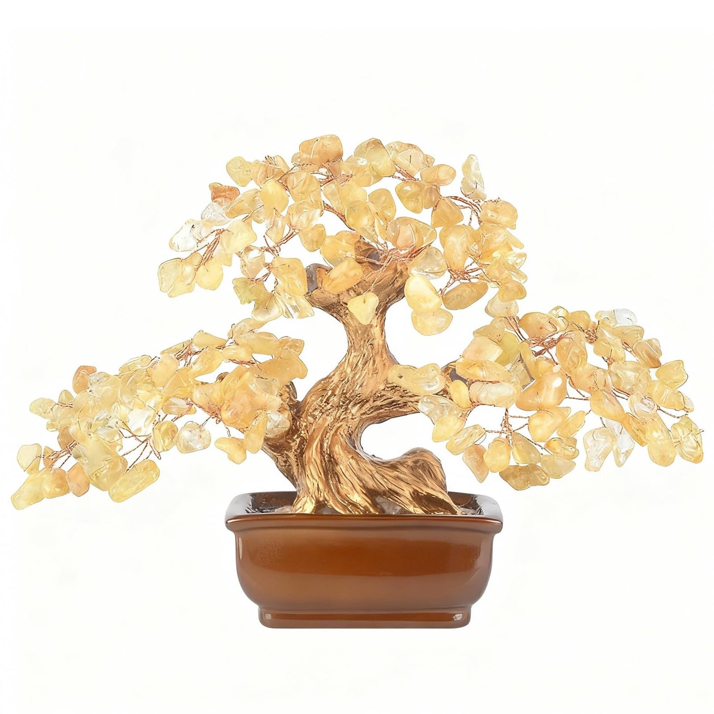 MASGEMES Citrine Crystal Tree of Life – Handmade Gemstone Bonsai with Natural Citrine Crystals & Copper Wire – Feng Shui Money Tree for Wealth, Healing Energy, Positive Vibes & Home Decor (6 Inches)