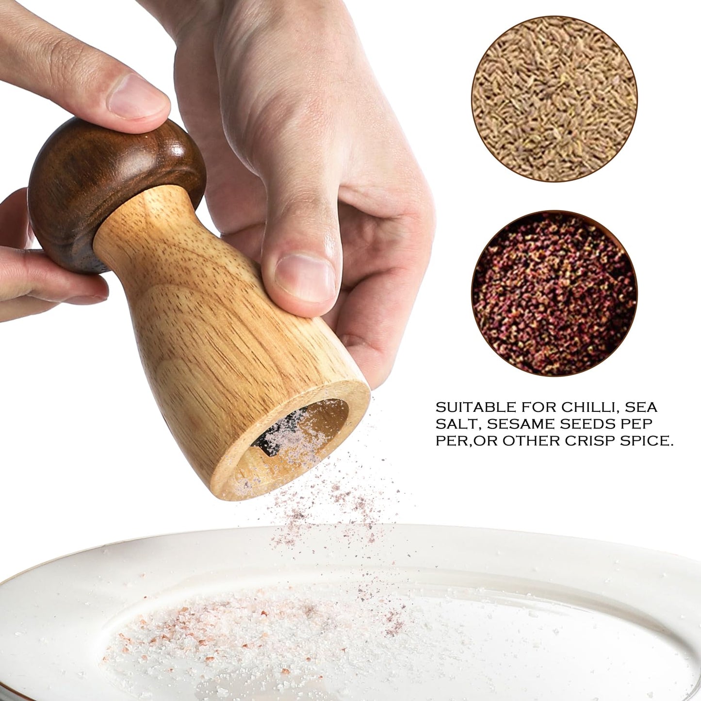 Salt and Pepper Mill Set, Mushroom Shape Salt and Pepper Shaker, Ceramic Pepper Grinder, Coarse and Fine Adjustable, Home, Restaurant, Kitchen Applicable (2)