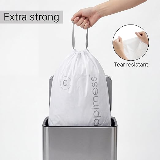 happimess 13.2 Gallon Drawstring Trash Bags, Heavy Duty LDPE Liners