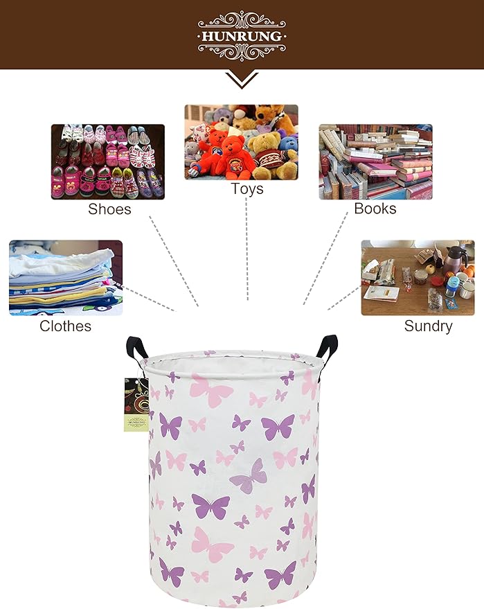 HUNRUNG Laundry Hamper, Large Canvas Fabric Lightweight Storage Basket Toy