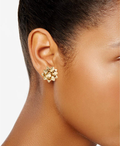 VK Accessories 3 Pair Bow Studs Christmas Earrings Santa Holiday Earrings Gifts for Women 3 Color(Green, Golden, Red)