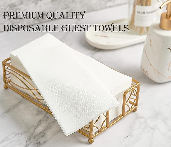 FOCUSLINE 100 Disposable Bathroom Napkins, Linen-Feel Paper Guest Towels