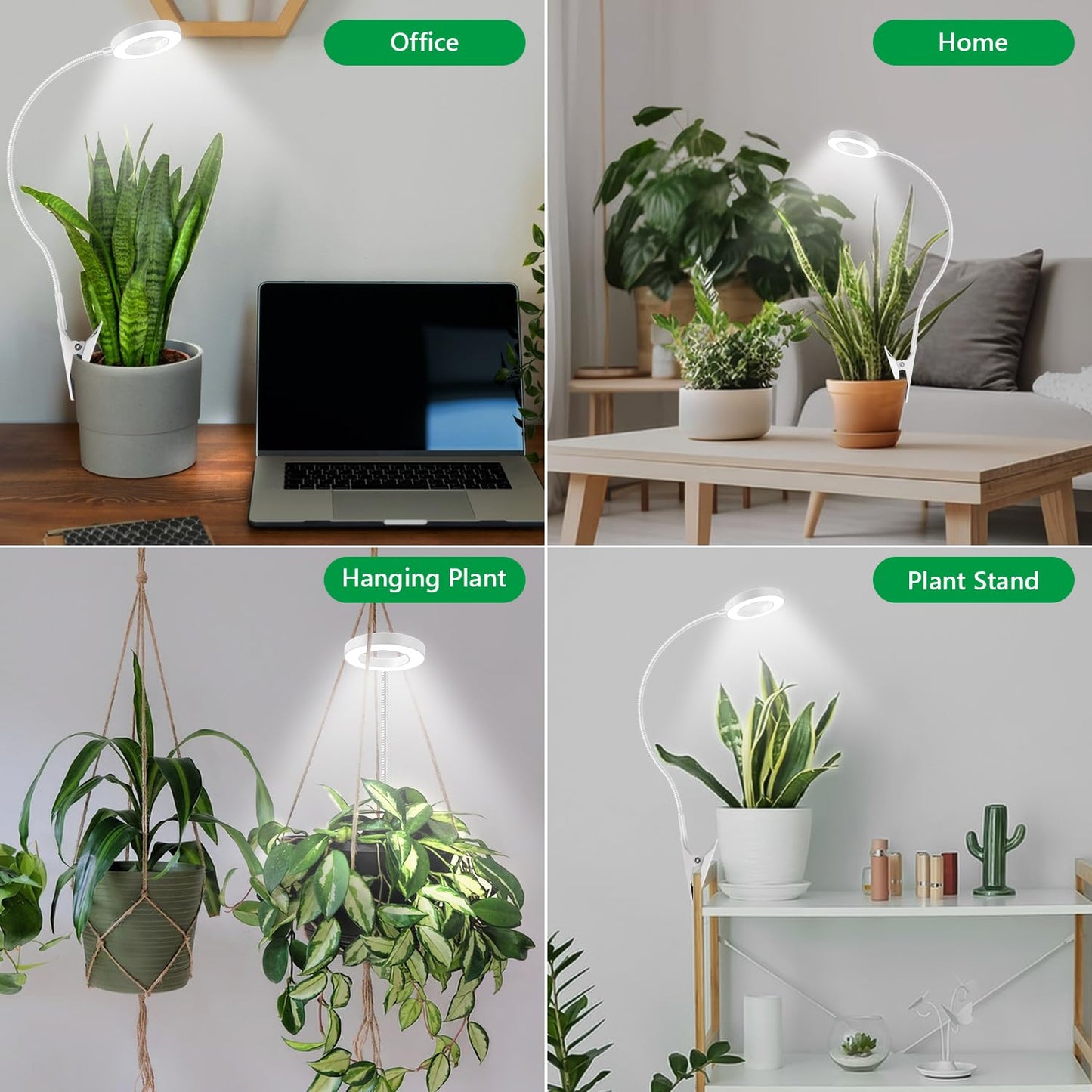 Xuligron Grow Lights for Indoor Plants, Full Spectrum Clip on Plant Lights for Indoor Growing, White Halo Grow Lamp 3 Pack with 360° Gooseneck, 6/12/16H Timer, 3 Light Modes, 5 Dimmable