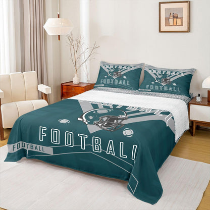 Feelyou Football Bed Sheets Set Boys Girls Twin Size Fitted Sheet Rugby Sports Football City Bedding Set for Boys Kids Teen