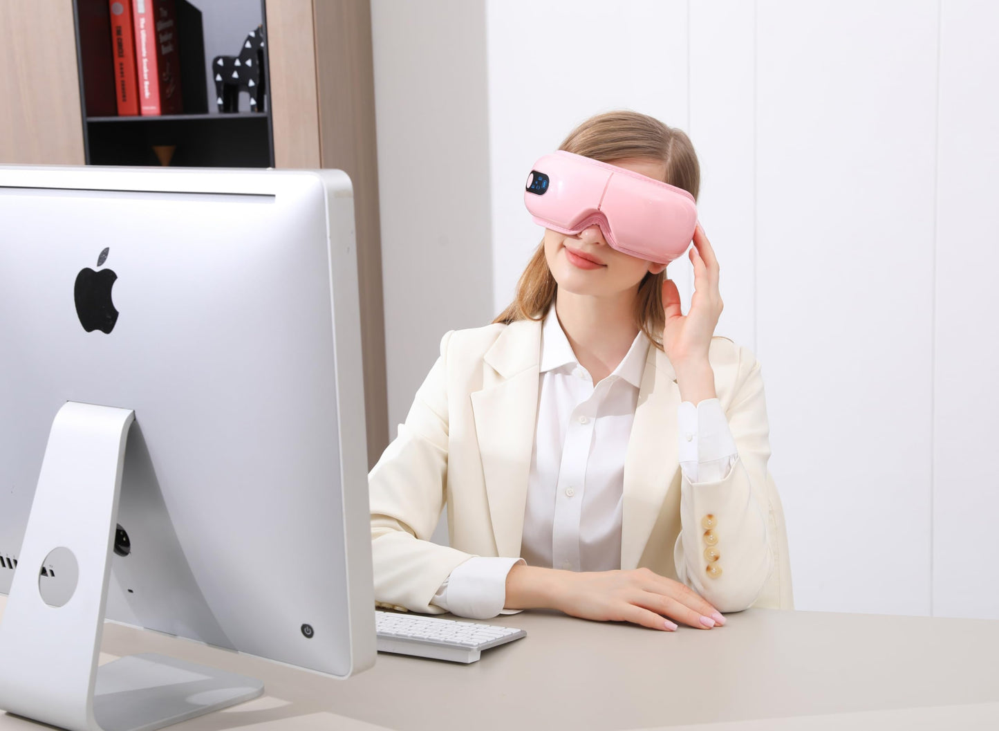 TLINNA Eye Massager with Airbag Kneading,Constant Temperature Hot Compress, Multi-Frequency Vibration and Bluetooth Music (Blush Pink, Large)