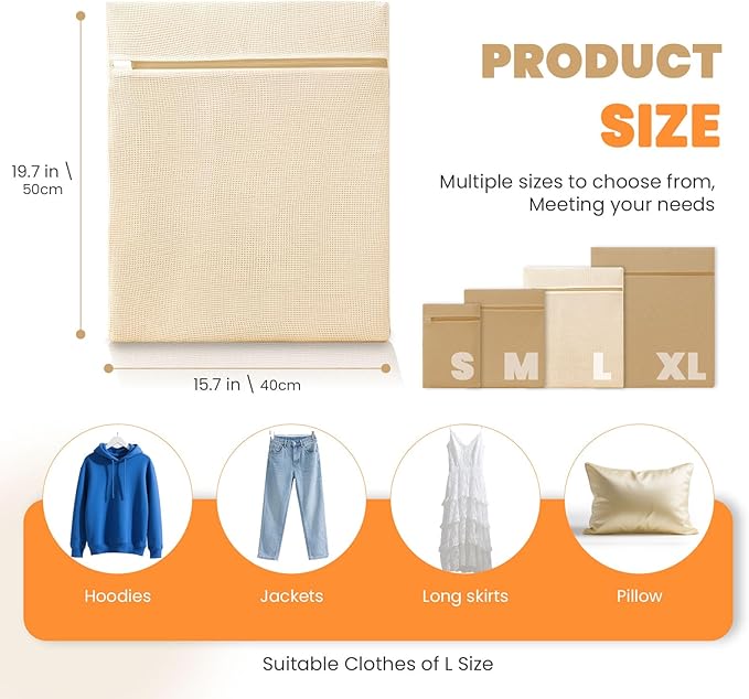 4Pcs Large Cotton Mesh Laundry Bags