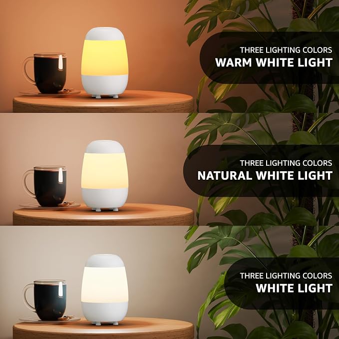 uuffoo 2 Pack Rechargeable Night Light Lamp 3 Color Touch Dimmable LED Portable Table Lamp Battery Operated, USB Changing, Small Cordless Lamp for Bedside Bedroom Travel