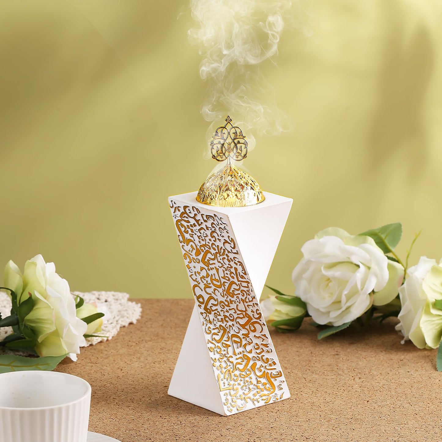 TERSCHELLING White Bakhoor Burner, Charcoal Incense Burner, Frankincense Resin Incense Burner, Incense Burner for Yoga, Spa Aromatherapy，Office & Home Decor Gifts