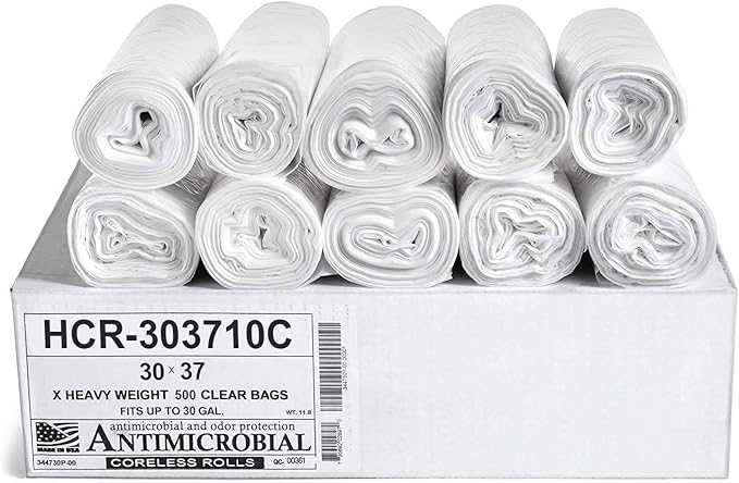 Aluf Plastics High Density Trash Bags, 30 Gallon, 10 Micron,